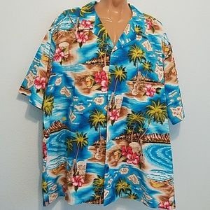 RJC Men's Hawaiian Shirt Size 3X Blue 100% Cotton